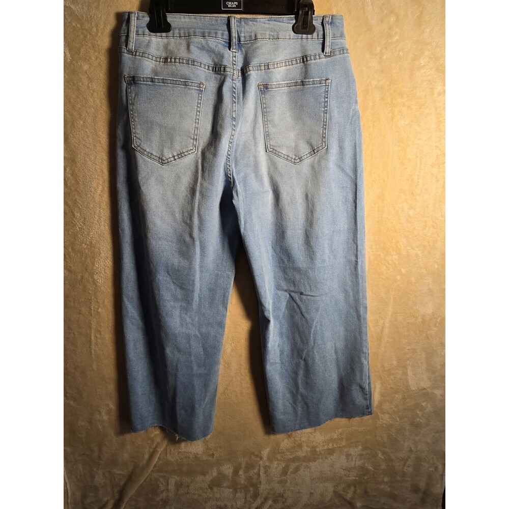 DOKOTOO Women’s Jeans‎ Size 14 Light Wash Distressed Cropped Wide Leg 242 - Picture 3 of 7